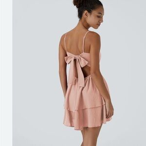 Pink Spaghetti Strap Backless Sundress
